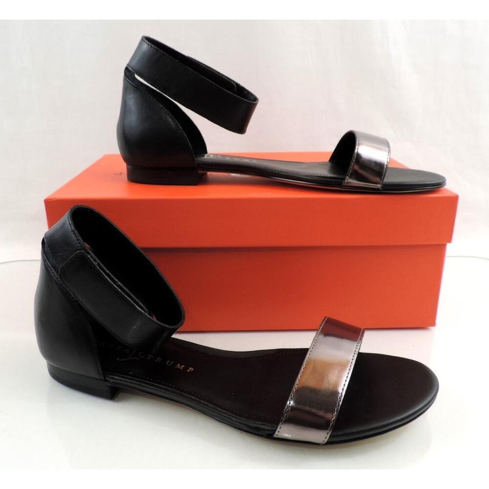 Women's Shoes Ivanka Trump Sunny Ankle Strap Flat Sandals Pewter Multi Size 8